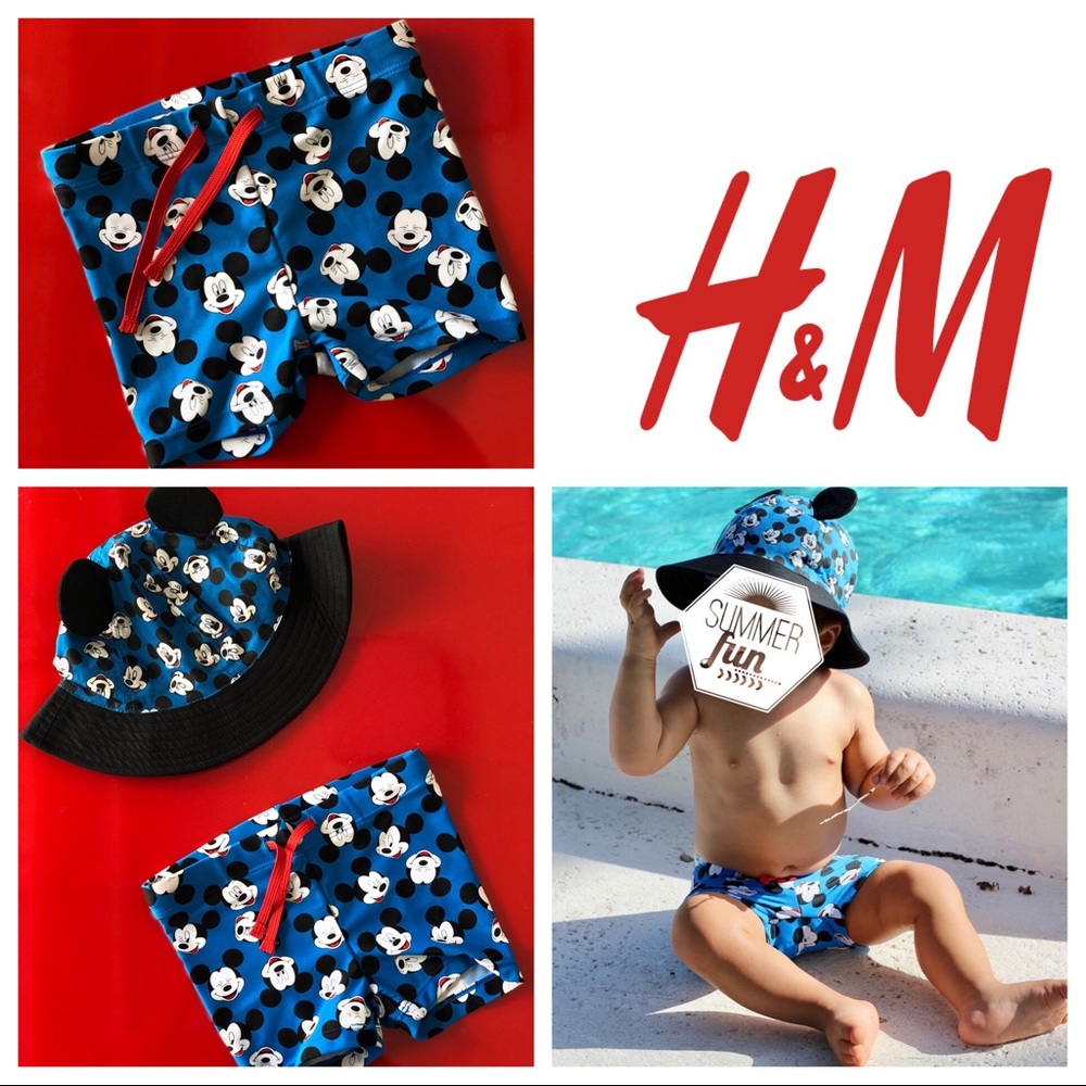 H&M Mickey Mouse boy swimwear 6-12 mths + hat!
